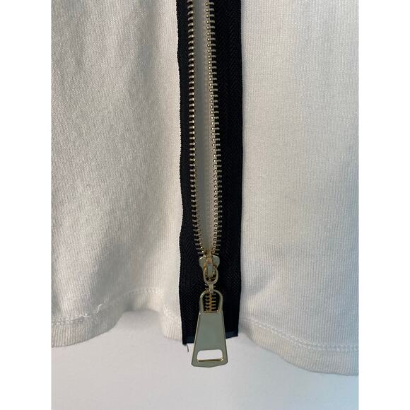 Soft Surroundings White Tunic Shirt Top Long Sleeves Large Zipper Statement - Picture 5 of 14